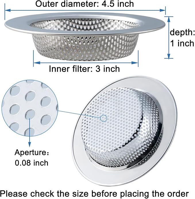 Honmein 3 Pcs Sink Strainer for Most Kitchen Sink Drain Basket, Upgraded - Image 4