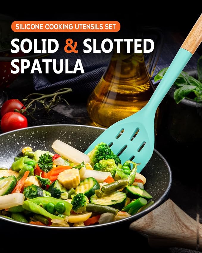 Pack of 2 Silicone Spatula, Non Stick Cooking Utensil Set Stainless Steel - Image 7