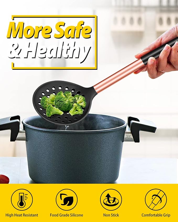 Kitchen Ladle Strainer Set of 2 Large Slotted Spoon - Image 4