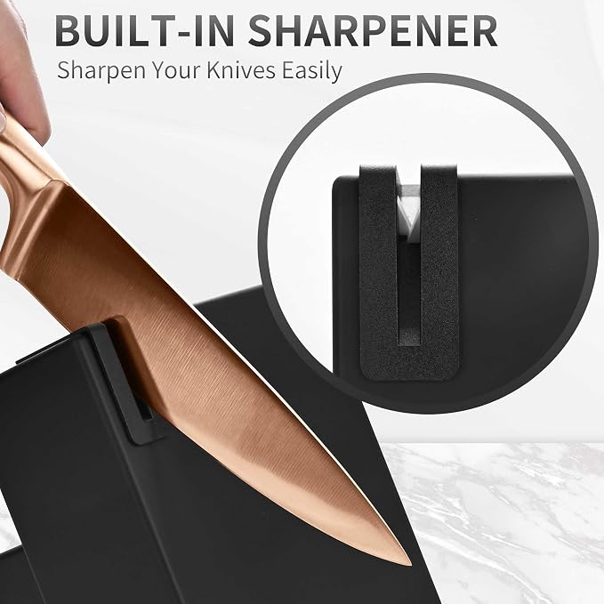 15-Piece Rose Gold Knife Block Set - Image 6