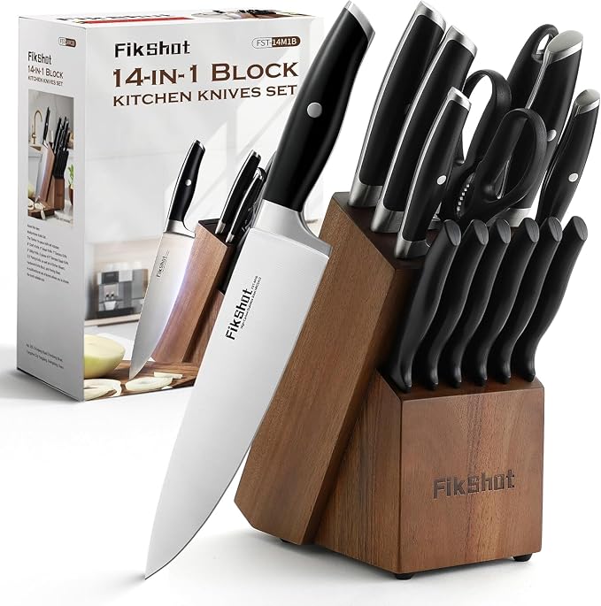 Fikshot Knife Set – German Stainless Steel, Ultra-Sharp, 14-Piece by FIKSHOTKitchenKnifeSet
