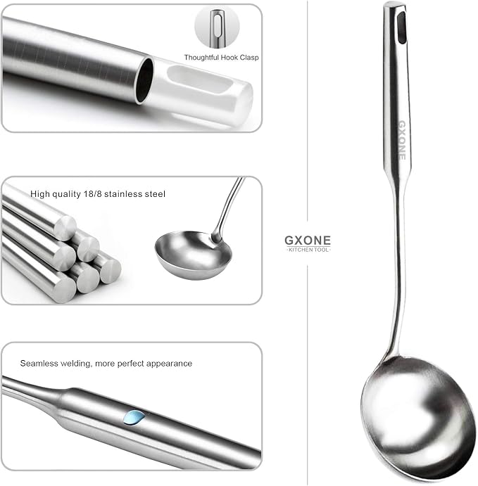 Soup Spoon Ladle, 304 Stainless Steel Cooking Spoon Kitchen Tool - Image 3
