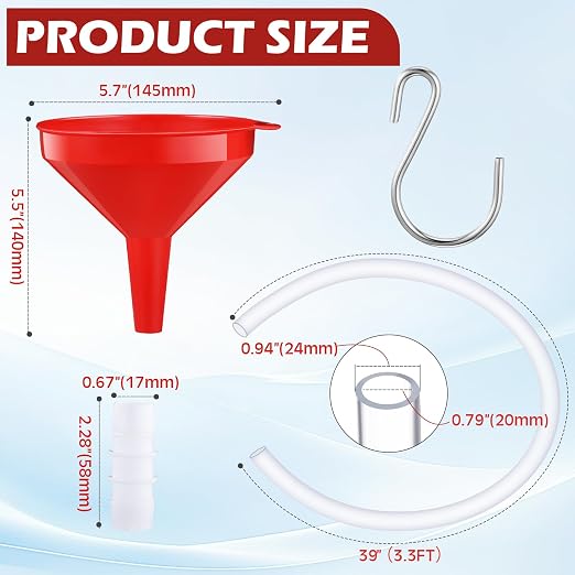 Long Funnel for Transmission Fluid 3.28 Foot Clear Tubing Plastic Wide Mouth - Image 2