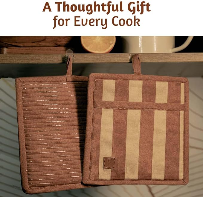 Folkulture Pot Holders for Kitchen | Pack of 2 Ribbed Soft Silicone Hot Pads - Image 6