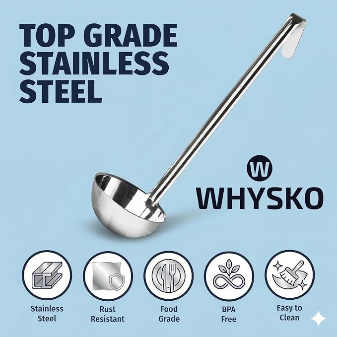 Whysko Soup Ladles Stainless Steel, Rustproof Heat-Resistant Materials - Image 4