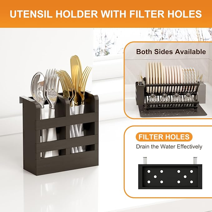Greenual Black Bamboo Dish Drying Rack - Image 3