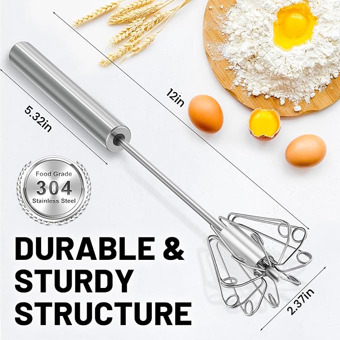 2026 Upgraded Semi-Automatic Stainless Steel Egg Beater – Hand Push Whisk - Image 5