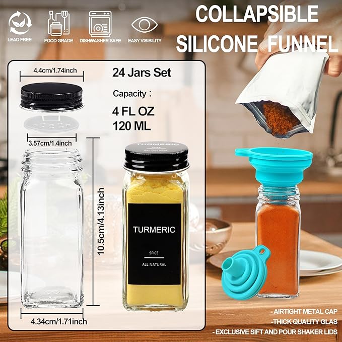 AISIPRIN 24 Pcs Glass Spice Jars - Image 2
