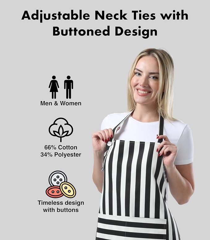 TOSHEX Kitchen Apron Waterdrop Resistant Cotton Apron - Image 2