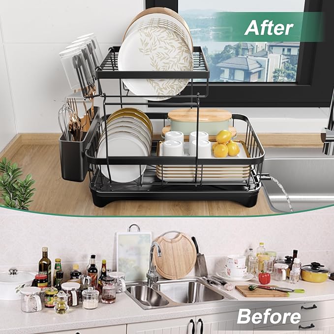 Dish Drying Rack, 2-Tier Large Dish Drying Rack - Image 6