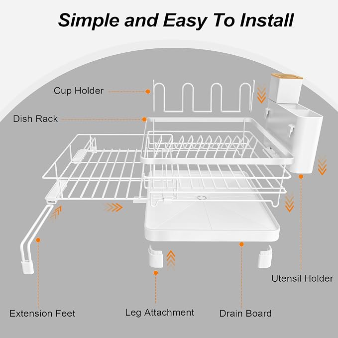 Runnatal Dish Drying Rack, Extendable Dish Rack Over Sink, Large Stainless - Image 6