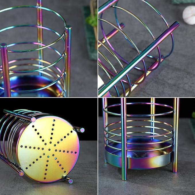 Rainbow Kitchen Utensil Holder for Kitchen Counter, Stainless Steel Utensil - Image 7