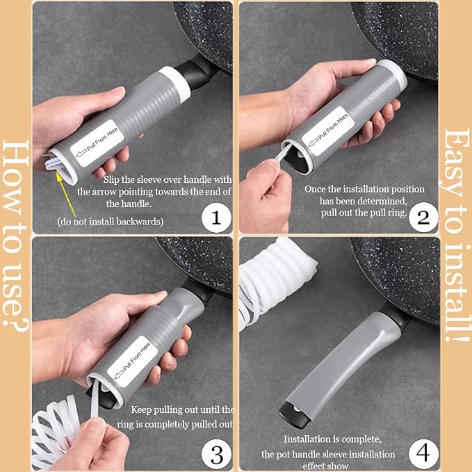 2 Pcs Heat-Resistant Pot Handle Silicone Cover, Non-Slip Pan Handle Sleeve - Image 3