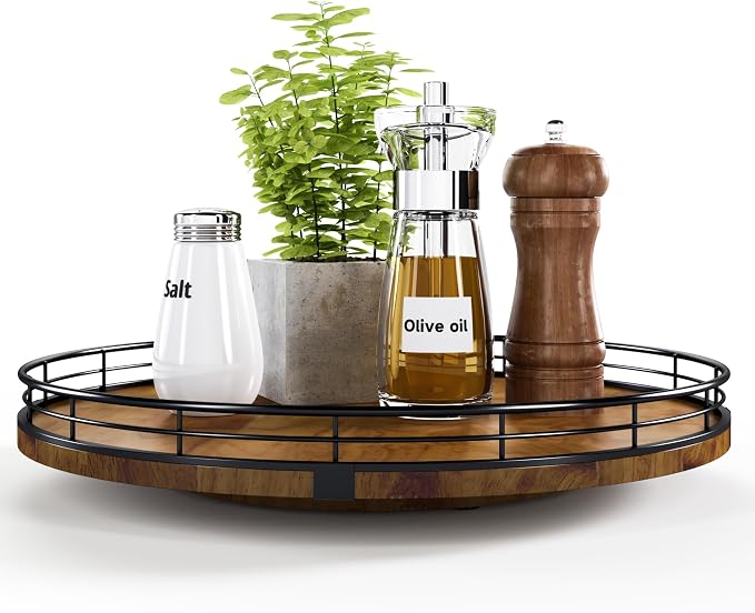 Farmhouse Oak 13" Lazy Susan Turntable Organizer by AMH