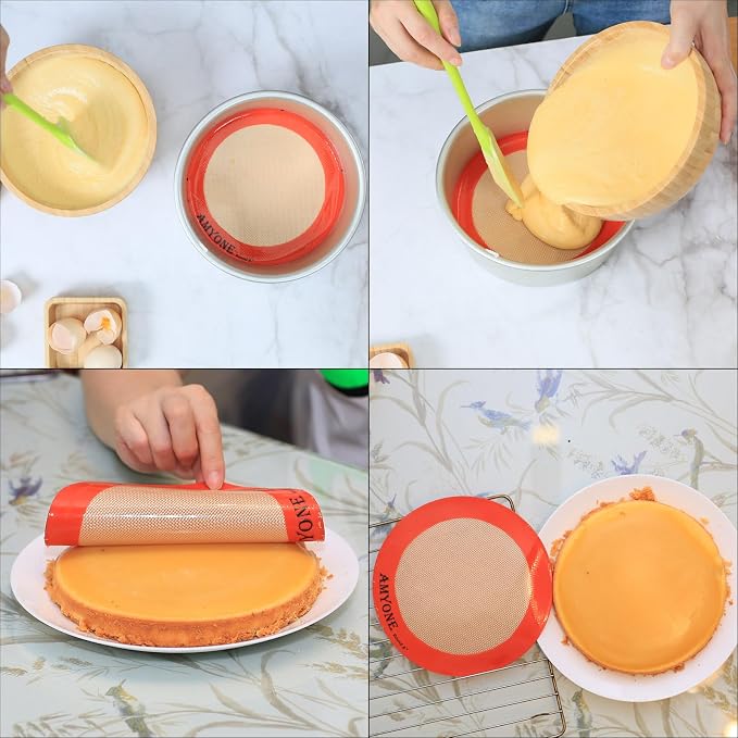 Round Silicone Baking Mats for 8 Inch Cake Pan, Food Grade, Reusable Silicone - Image 4