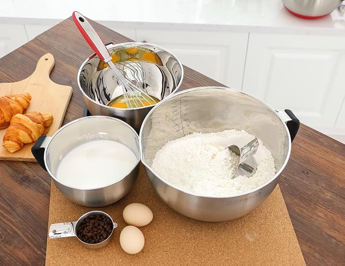 Rorence Mixing Bowls with Lids Set: Stainless Steel Mixing Bowls with Handles - Image 5