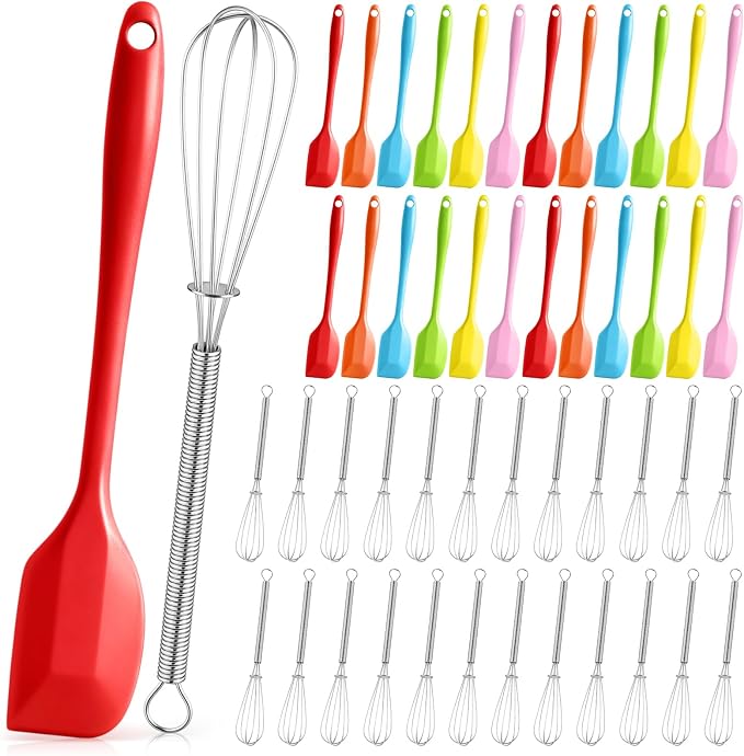 Baderke 24 Set Small Wire Whisk and Silicone Spatula Set Bulk by Baderke