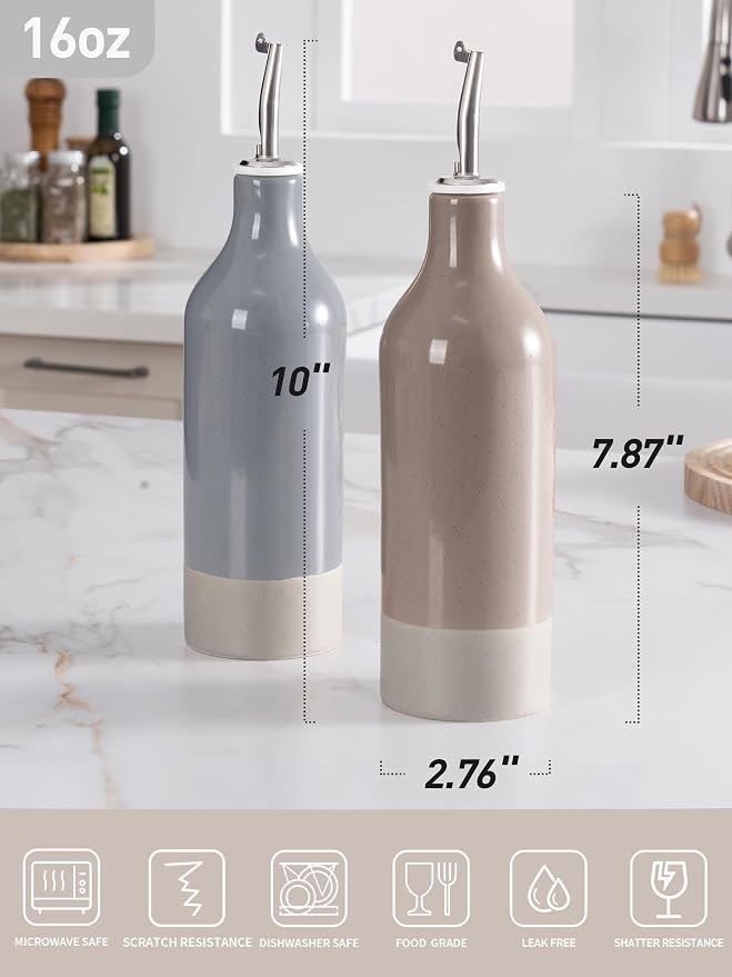 famiware Milkyway 16oz Ceramic Olive Oil Dispenser Bottle, Olive Oil and - Image 4