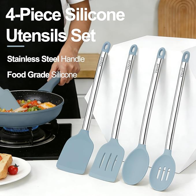 Vayvnt 4PCS Kitchen Utensils Set, Heat Resistant Silicone Utensils Set - Image 6