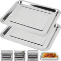 Baking Pan Stainless Steel Set of 2, 12.4"x11" Air Fryer Pan Replacement Tray by COWHERDING