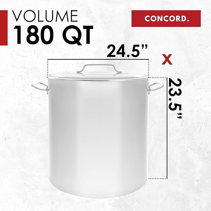 Concord 180 Quart Stainless Steel Stock Pot Cookware - Image 5