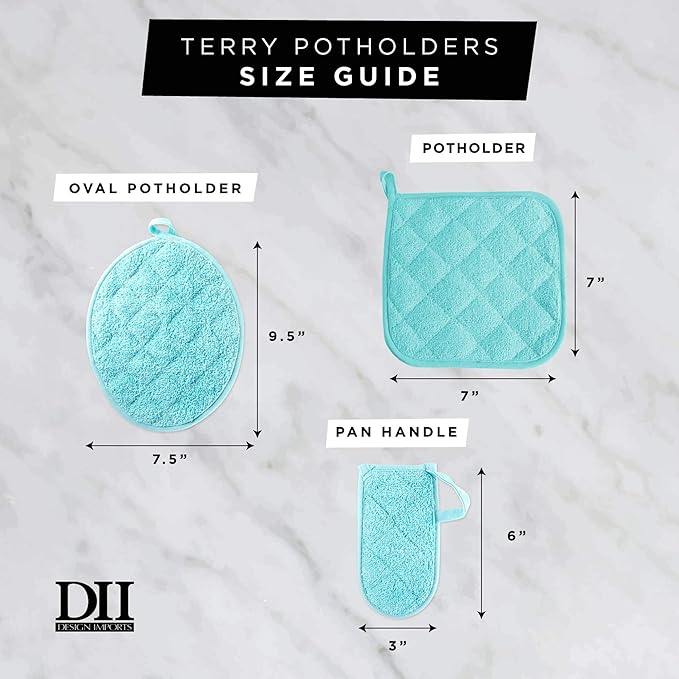 DII Basic Terry Collection Quilted 100% Cotton, Oval Potholder, 2 Piece - Image 7