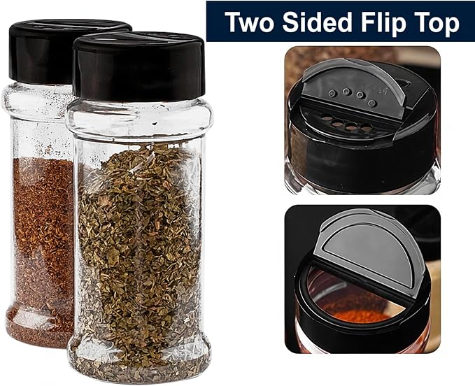 TUZAZO 14 Pcs Spice Bottles Plastic Seasoning Containers, 3 Oz Clear Plastic - Image 3