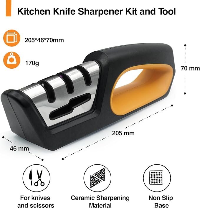 RESPECTED BRO 4-in-1 Knife and Scissors Sharpener, Premium Kitchen Knife - Image 3