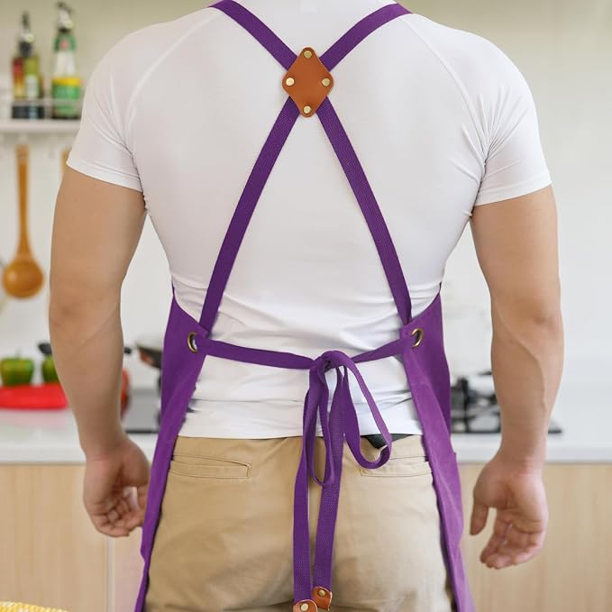 Aoomzoon Canvas Aprons for Men Chef Apron, Work Apron - 16oz Heavy Duty Cross - Image 4