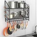 VyGrow 28 Inch Pot Rack Wall Mounted, 2 Tier Pots and Pans Organizer by VyGrow