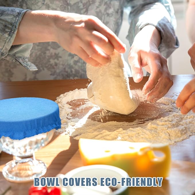 Patelai 10 Pcs Bowl Covers Reusable in 5 Size Stretch Cloth Fabric Elastic Food - Image 3