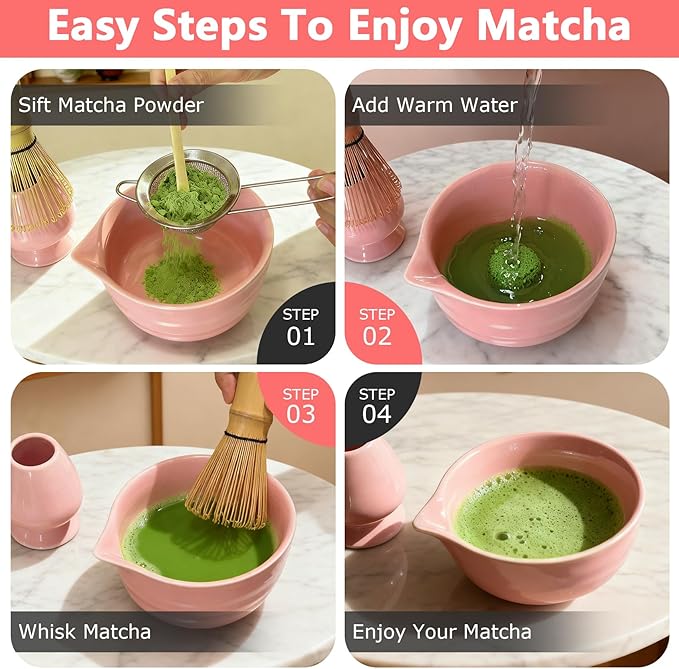Matcha Whisk Set 5 pcs 18 oz Tea Making Bowl Kit Great - Image 6