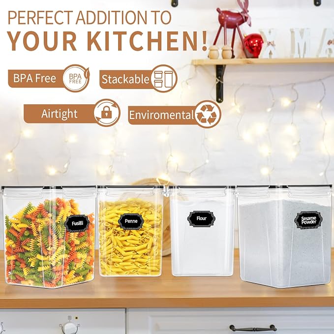 PRAKI Large Airtight Food Storage Containers 5.2L / 195oz, Baking Supplies - Image 5