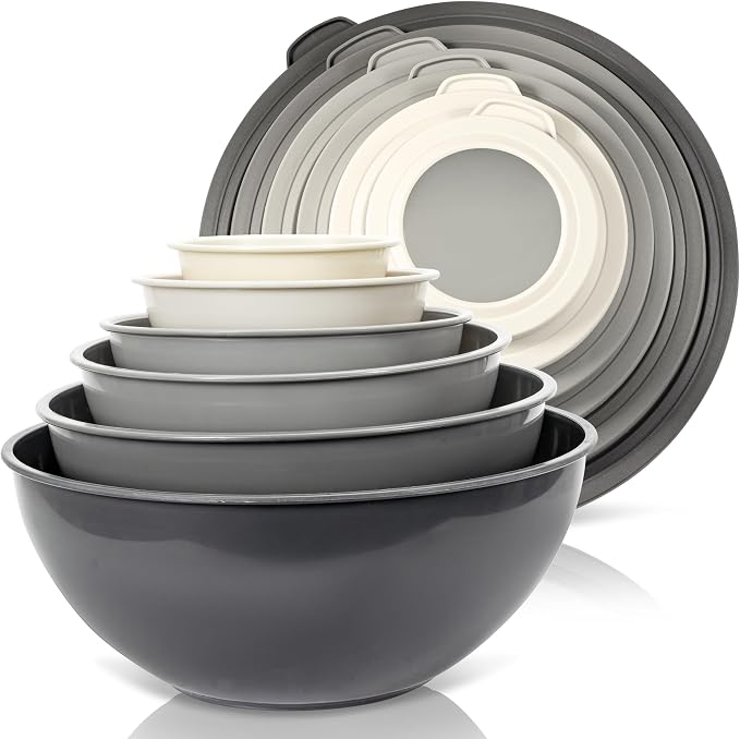 WHYSKO Mixing Bowl Set, 12 Piece Colorful Plastic Mixing Bowls by WHYSKO
