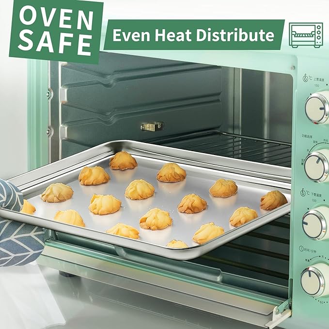 Baking Sheets Set of 2, HKJ Chef Cookie Sheets 2 Pieces Stainless Steel Baking - Image 6