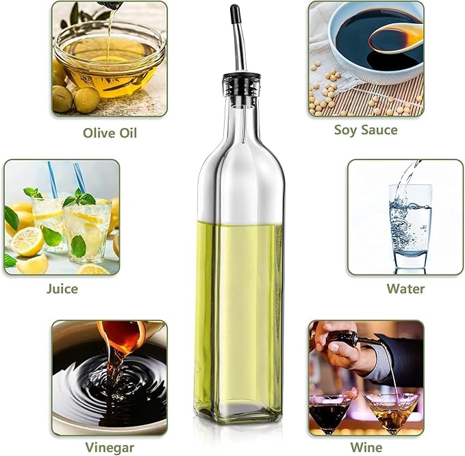 Leaflai Olive Oil Dispenser Bottle, 2 Labels, 1 Brush and 1 Funnel Oil Bottles - Image 7