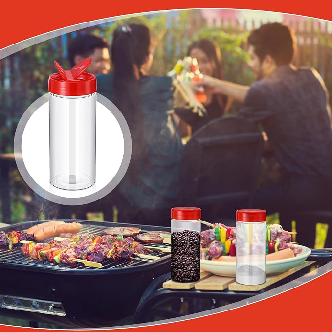 Zhehao 24 Pieces Plastic Spice Containers Plastic Spice Bottles Clear Reusable - Image 4