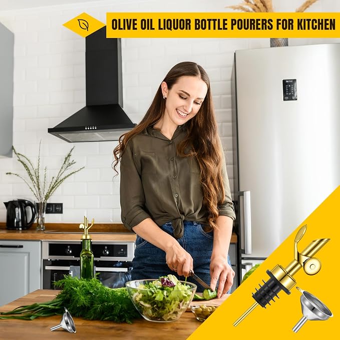 Tioncy 4 Pieces Weighted Stainless Steel Pourers Olive Oil Spout Olive Oil - Image 5