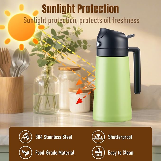 PARACITY 2 in 1 Oil Dipenser Bottle, Stainless Steel - Image 5