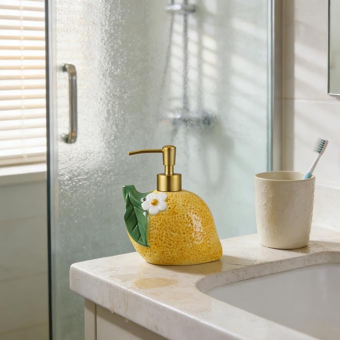 RQYIXI 17 OZ Lemon Ceramic Soap Dispenser - Image 6