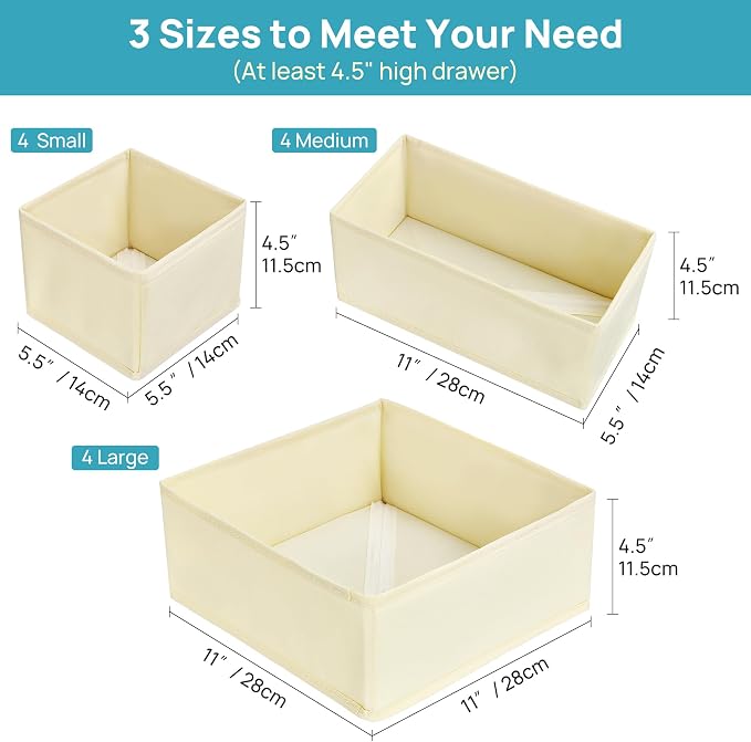 Vtopmart 12 Pack Baby Clothes Organizer, Dresser Drawer Organizer - Image 6