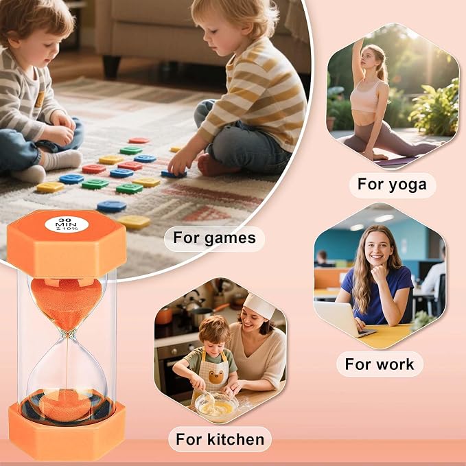 Hourglass 60 Minute Sand Timer, Plastic Orange Sand Clock 60 Min, Colorful Hour - Image 5