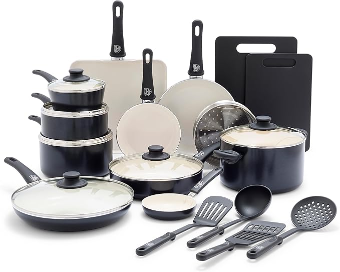 GreenLife Soft Grip Healthy Ceramic Nonstick 23 Piece Kitchen Cookware Pots and by GreenLife