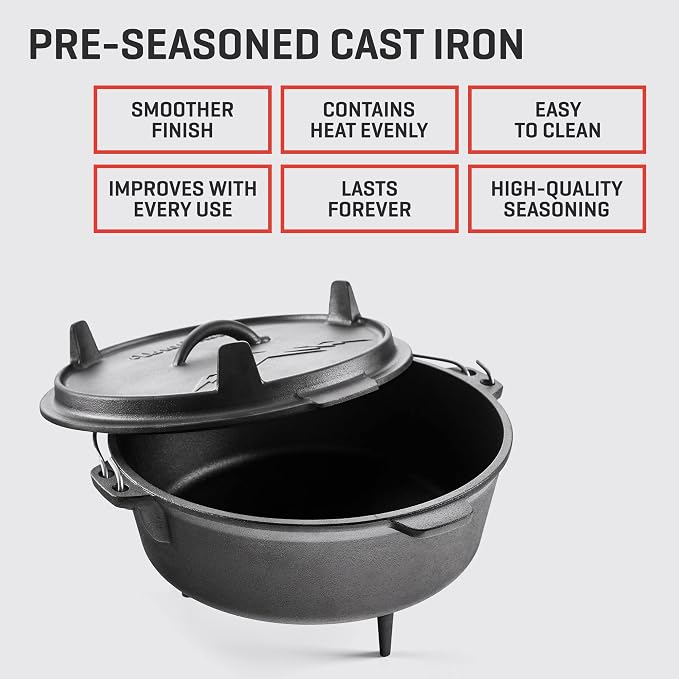 Uno Casa 6Qt Cast Iron Camping Dutch Oven - Image 3