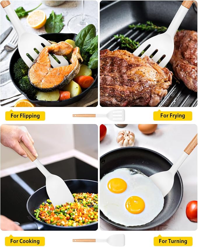 Pack of 2 Silicone Cooking Spatula, Heat Resistant Solid Turner, Non Stick - Image 4