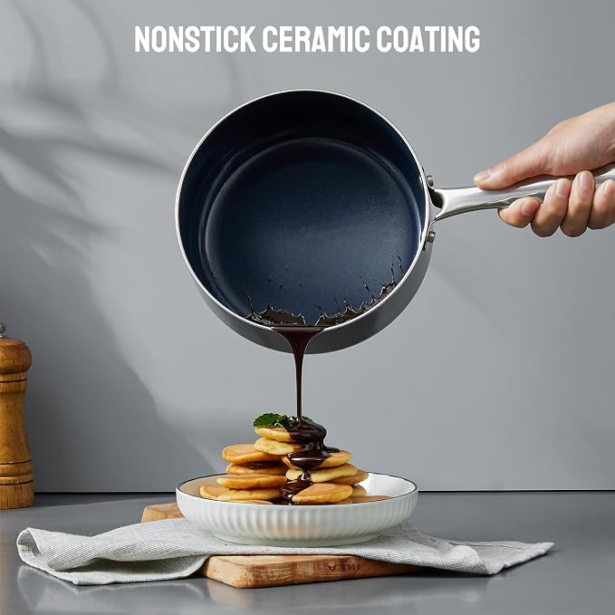 Induction Cookware Set 6-Piece, Stackable Kitchen Cooking Pots Set, 6qt 4.8qt & - Image 4