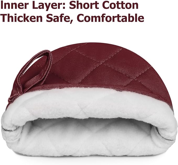 Short Oven Mitts, Heat Resistant 500°F, Silicone Grip Kitchen Gloves, Non-Slip - Image 4