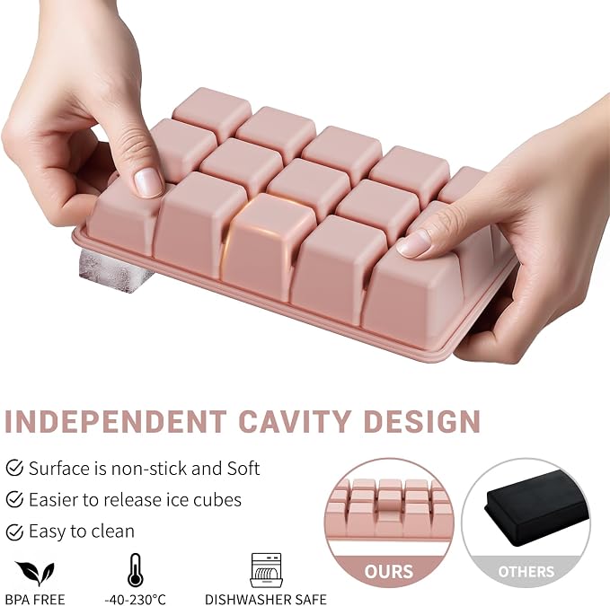Silicone Ice Cube Tray 3 Pack, HANCELANT Ice Cube Mold, Ice Trays - Image 3