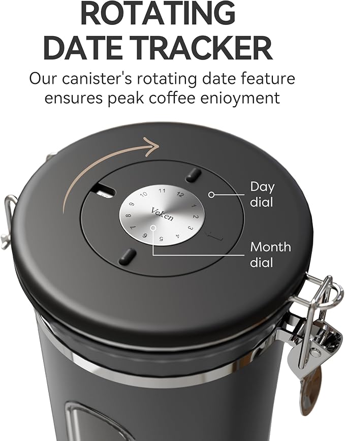 Veken Coffee Canister with Window, Airtight Stainless Steel Kitchen Food - Image 4