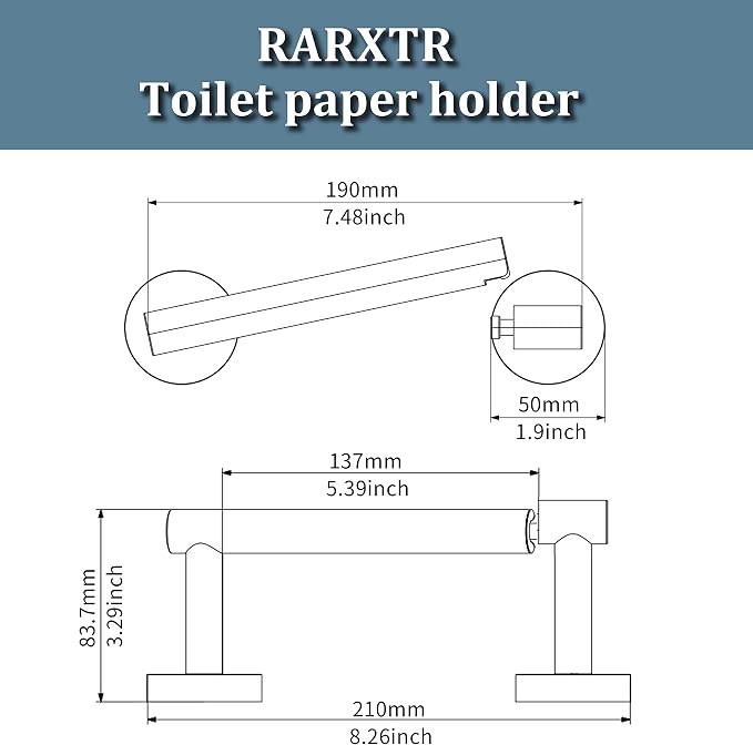 RARXTR Black and Gold Toilet Paper Holder SUS304 Stainless Steel Double Post - Image 6